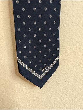 Grès Paris 100% Pure Silk Tie | Vintage French Haute Couture | Navy Floral Dot